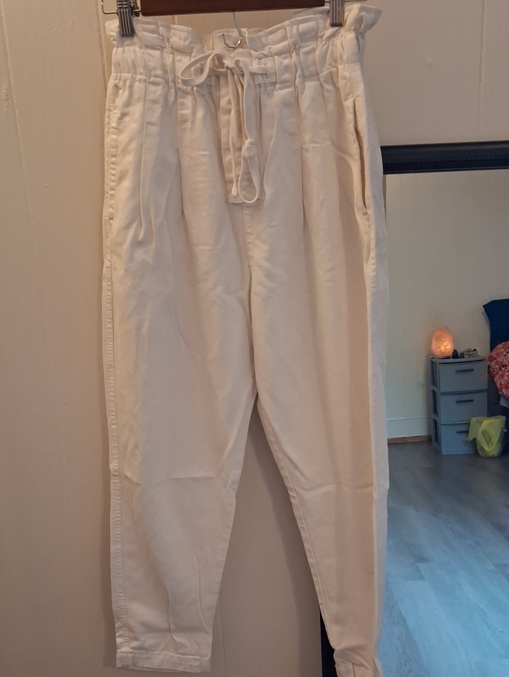 Free People Cream Margate Paperbag Waist Trouser Pants